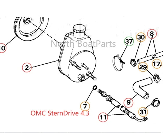 Power Steering Pump for Mercruiser Volvo Penta OMC 4.3L 5.0L 5.7L 7.4L