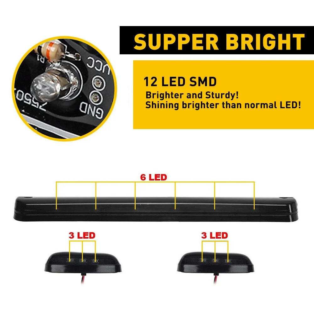 3X Smoke Amber LED Cab Roof Marker Lights for Chevy GMC 1500 2500 3500