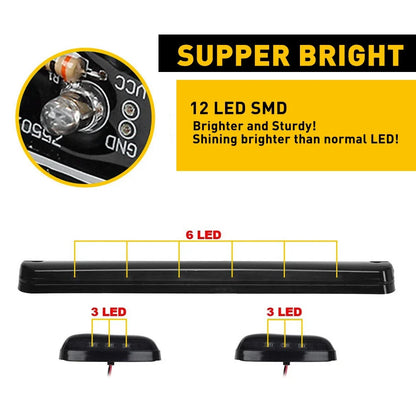 3X Smoke Amber LED Cab Roof Marker Lights for Chevy GMC 1500 2500 3500