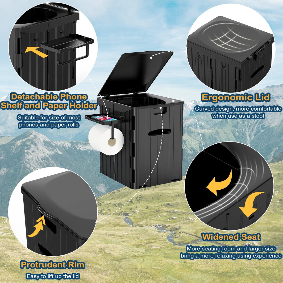 Foldable Portable Camping Toilet for Outdoor Use