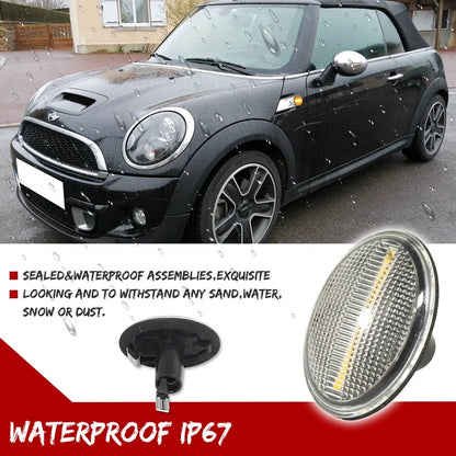 Set of 2 Clear Amber LED Fender Side Marker Lights for MINI Cooper (2007–2016)