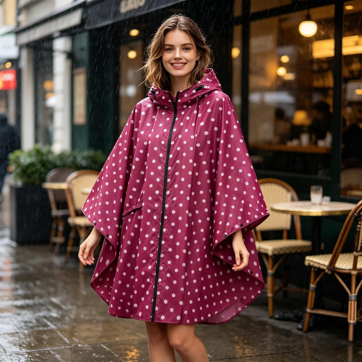 Hooded Rain Ponchos for Adult (Waterproof, Lightweight)