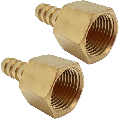 2X Brass Hose Fittings 3/8" NPT Female to 5/16" Barb