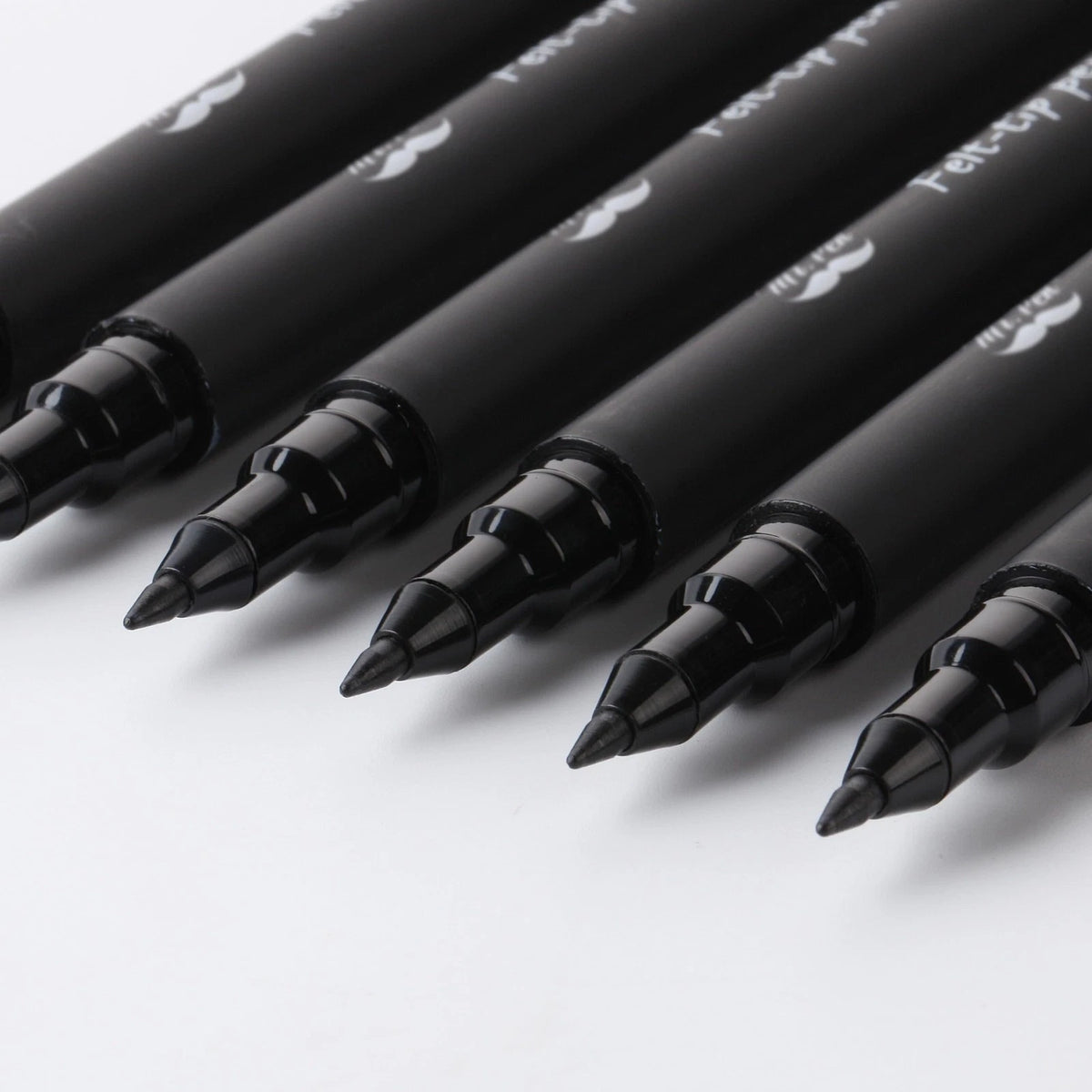 Pack of 6 Black Felt Tip Fine Point Pens for Art and Writing