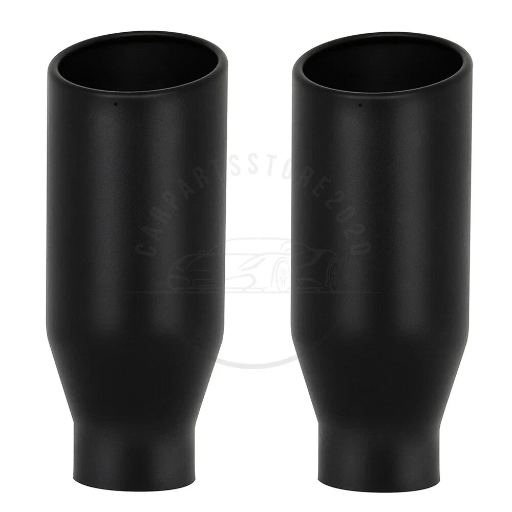 2X 4" Inlet 6" Outlet 15" Long Black Stainless Steel Exhaust Tip
