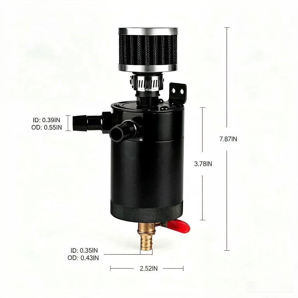 2-Port Oil Catch Can with Breather Air Filter for Universal Fit