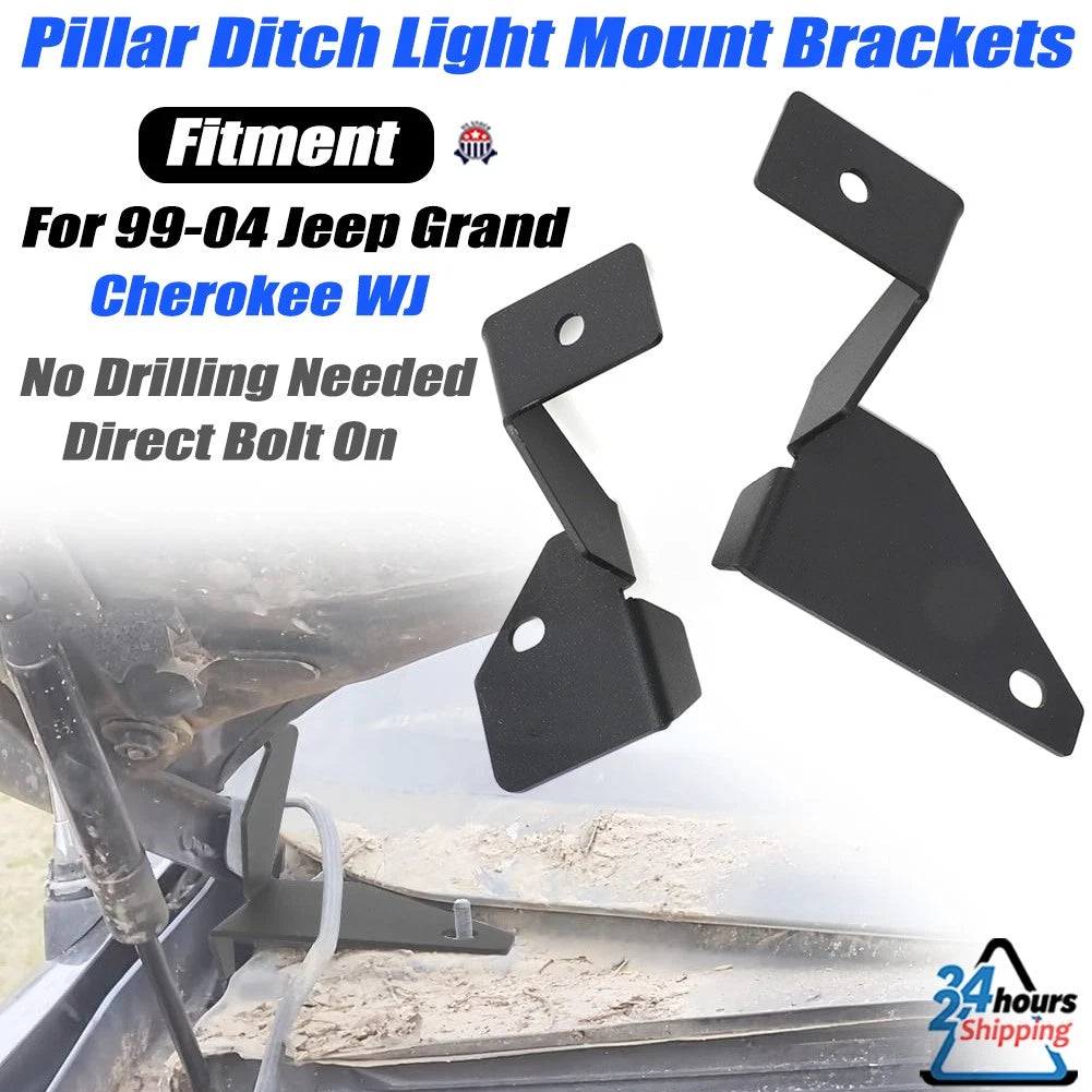 Pair of Pillar Ditch Light Mounting Brackets for Jeep Grand Cherokee WJ (1999–2004)