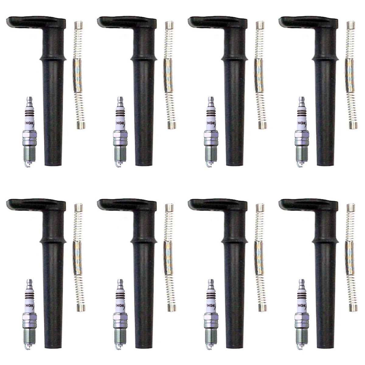 Set of 8 NGK Iridium IX Spark Plugs & Denso Coil Boots for Mustang V8 (2005–2014)
