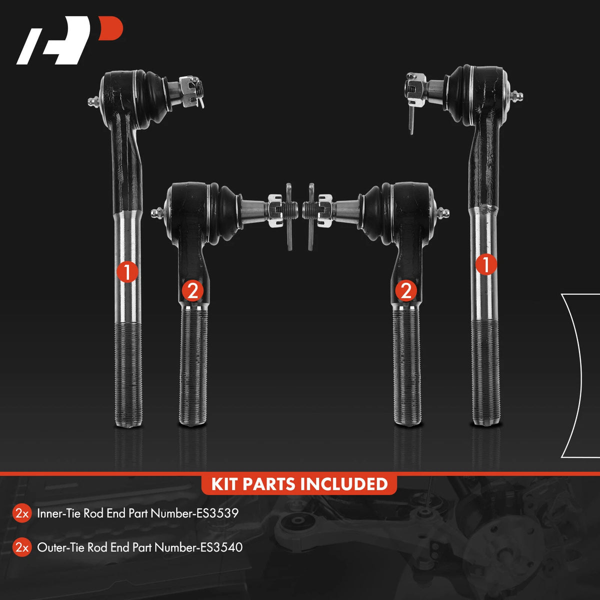 Set of 4 Inner & Outer Tie Rods for Dodge Ram 1500 2500 3500 (2000–2002) - 5017671AA, 5017670AA, ES3539, ES3540