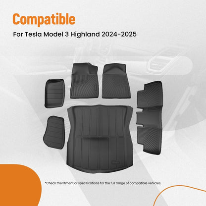 Set of 4 Anti-Slip TPE Carpet Floor Mats for Tesla Model 3 (2024–2025)