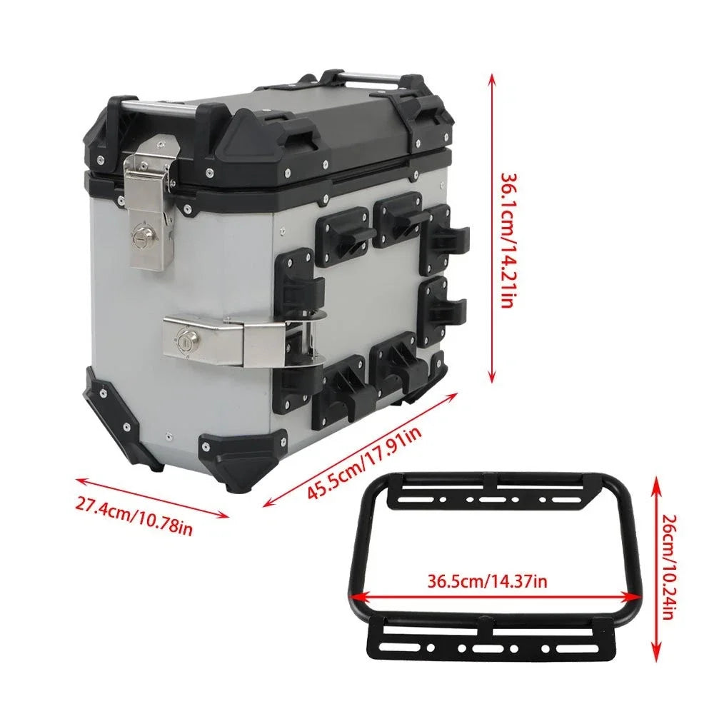 2X Silver 36L Hard Side Saddlebag Box for Motorcycle (Touring)