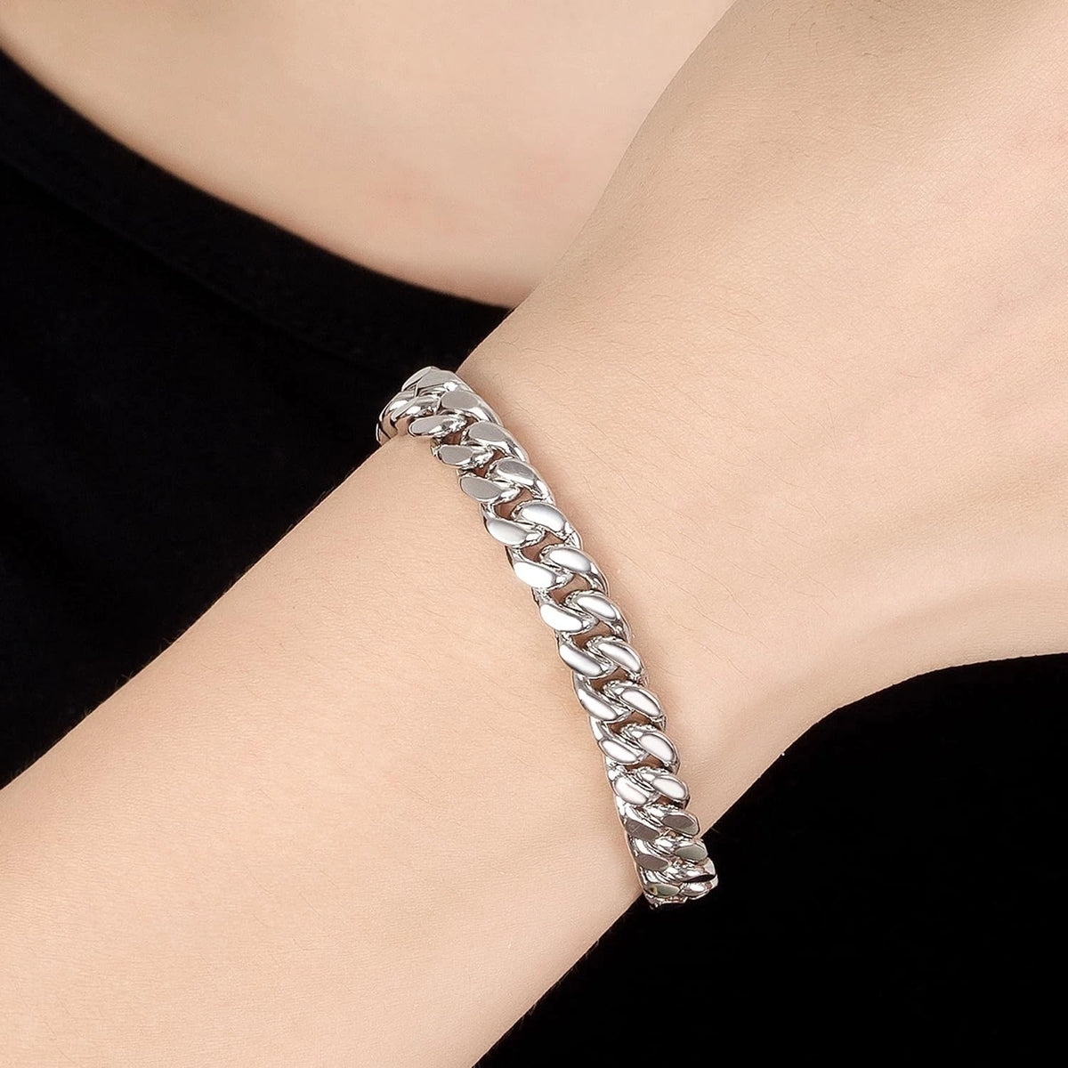 Set of 4 925 Sterling Silver Miami Cuban Link Bracelets 8-10-12MM