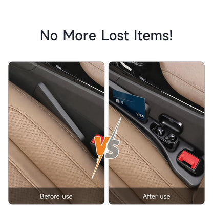 Car Seat Gap Filler Set of 2 for Universal Fit (3-in-1, Black)