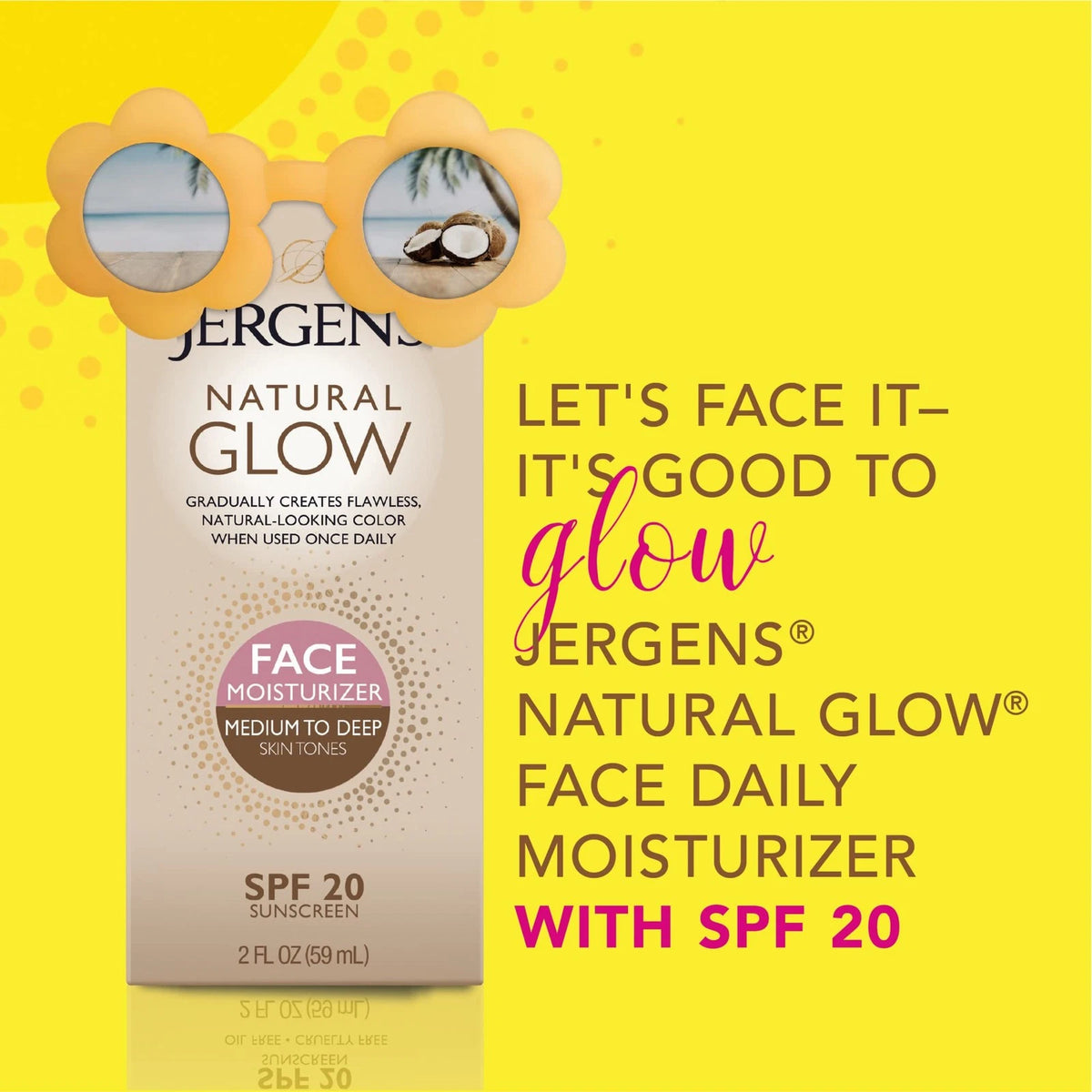 2X Jergens Natural Glow Face Self-Tanner for Medium to Deep Skin Tone