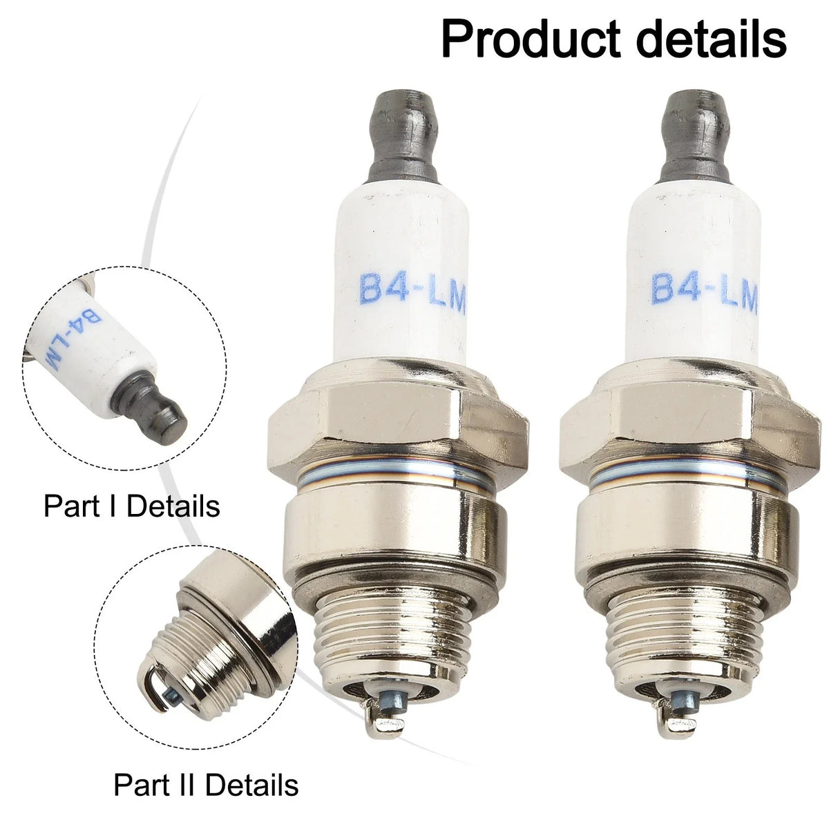 Set of 4 Spark Plugs for Lawn Equipment (J19LM, B4LM, W9EO)