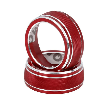 2X Red AC Climate Control Ring Knob Trim Cover for Toyota RAV4 (2019–2021)