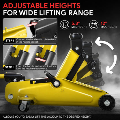1.5 Ton Hydraulic Floor Jack 3000lbs Capacity with Swivel Caster
