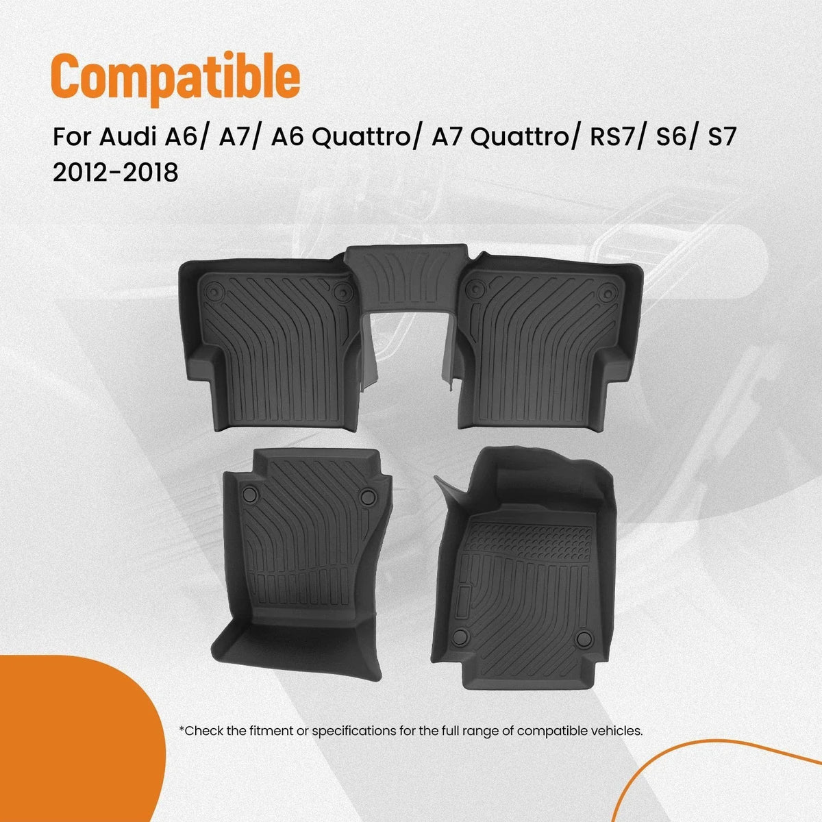 Set of 4 TPE Carpet Floor Mats for Audi A6 A7 Quattro RS7 S6 S7 (2012–2018)