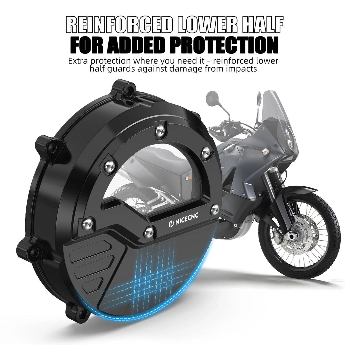 NICECNC Billet Clear Clutch Cover for KTM 990 Adventure/R/S, 990 SMR, 990 SMT (2006–2016)