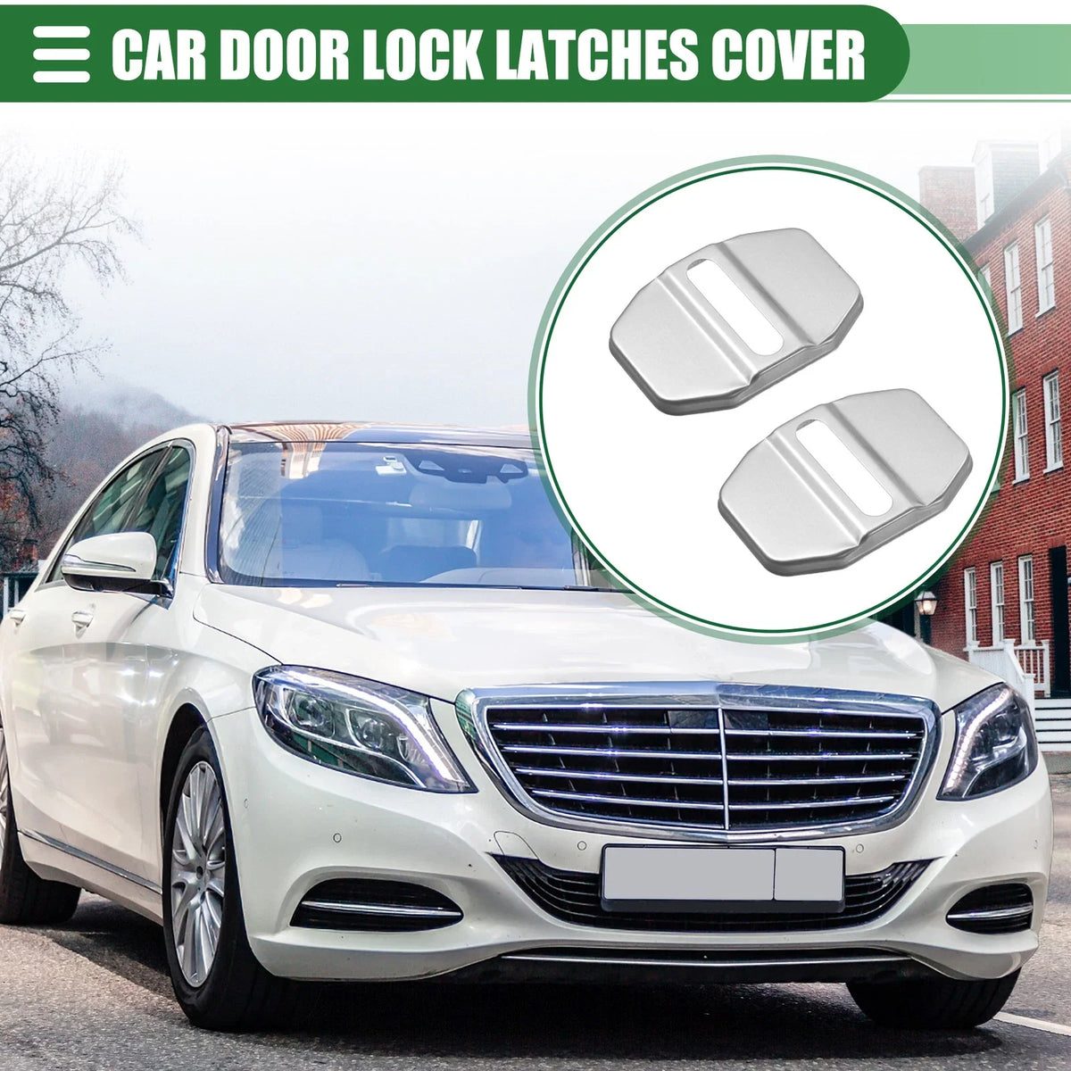 2pcs Door Latch Lock Cover for Mercedes-Benz AMG GLC  Silver Tone