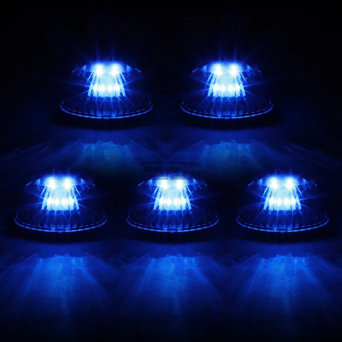 5Pcs Black Housing Blue LED Cab Roof Running Light for Dodge Ram (1994–1998)