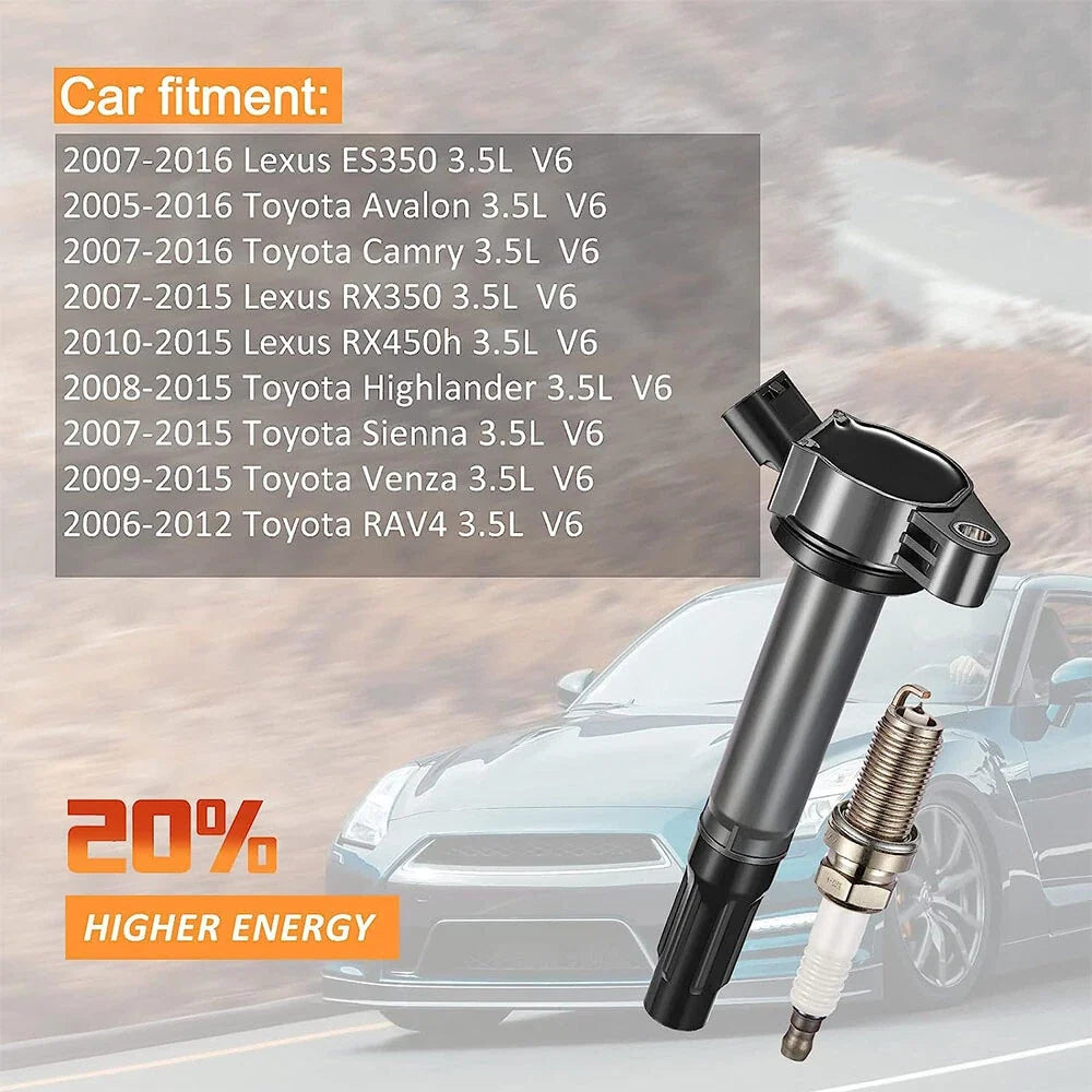 Set of 6 Ignition Coils & Iridium Spark Plugs for Toyota Avalon (2005–2018)