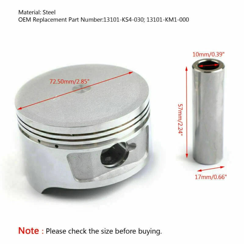 Piston Kit 72.50mm for Honda Helix CN250 (1986–2007) M562-A015-C