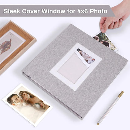 Self Adhesive Photo Album with 40 Pages - Large 11x10.6, Grey