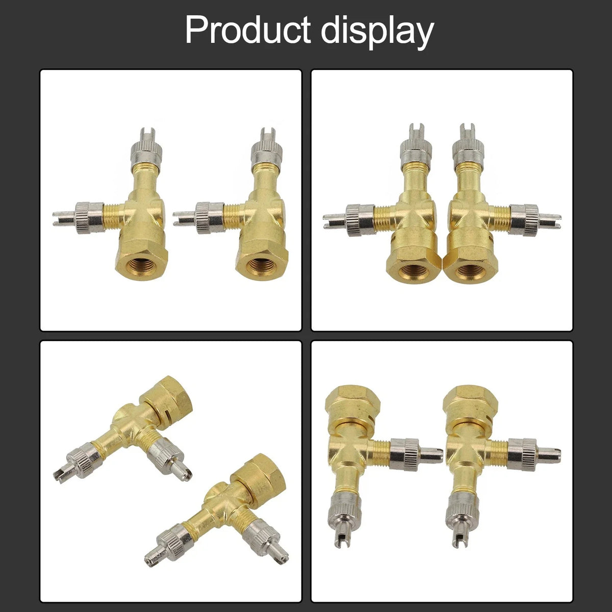 Set of 2 TPMS Valve Tee Adapters for Motorcycles and Cars