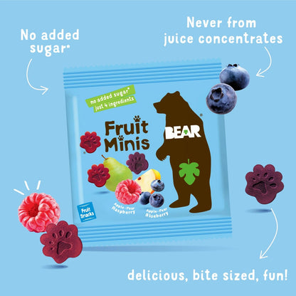 Pack of 18 Bear Real Fruit Snack Minis - Raspberry/Blueberry
