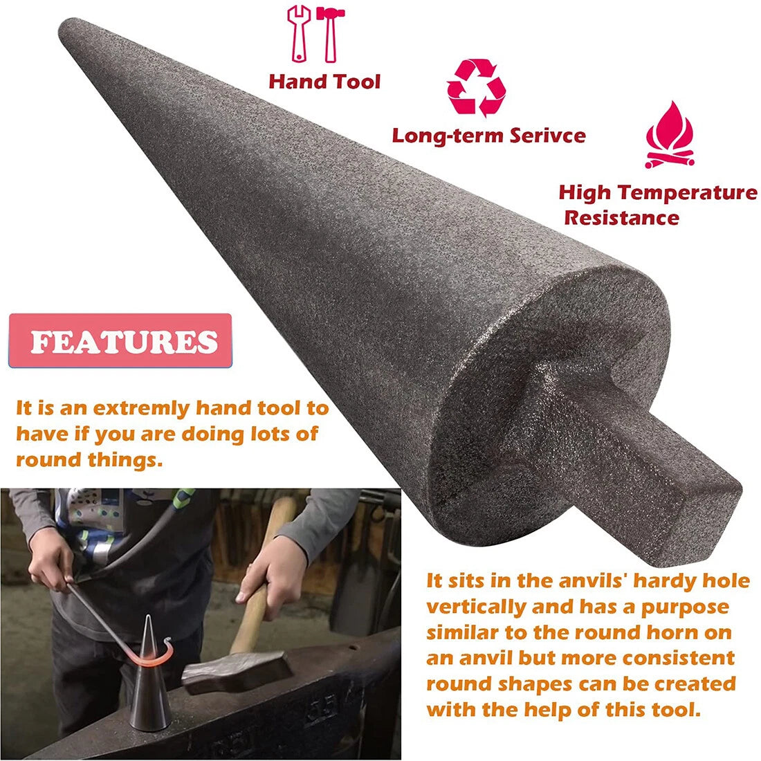 1" Hardy Tool Anvil Mandrel for Blacksmithing