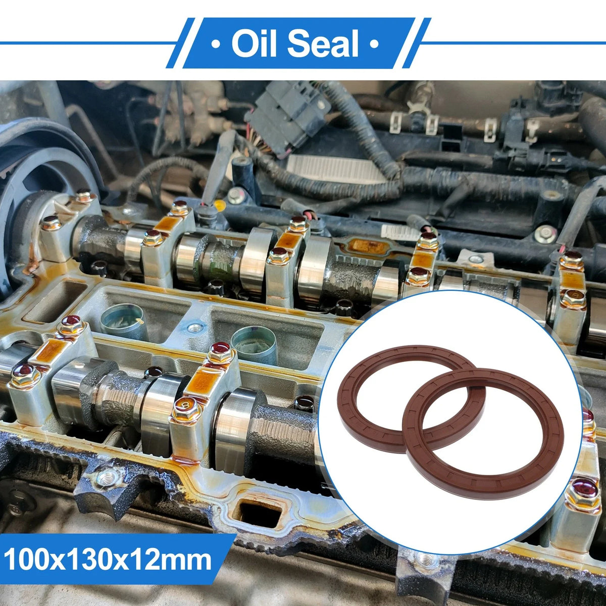 Set of 2 Oil Seal Rotary Shaft Seal FKM Rubber 100x130x12mm for Various Models