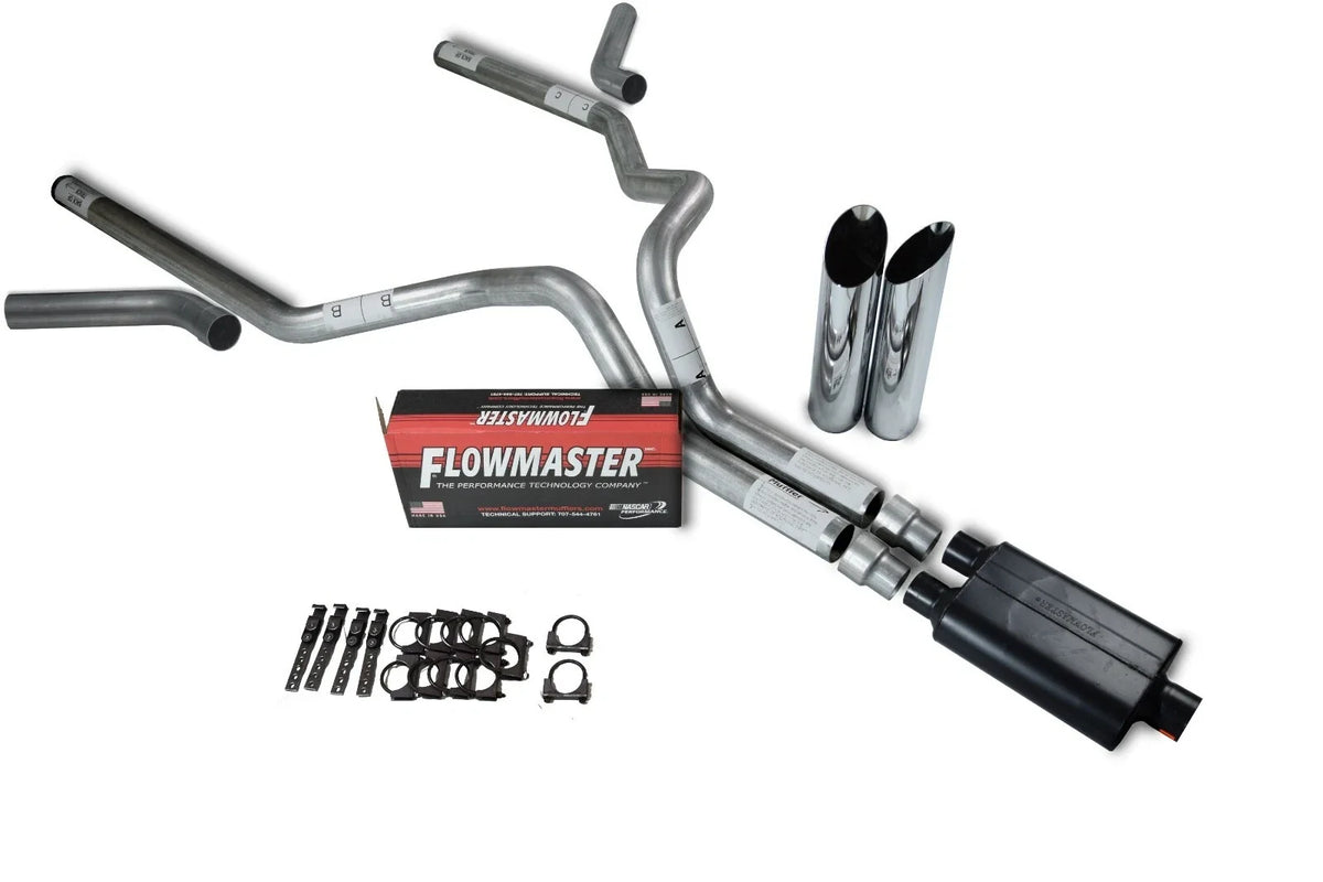 Dual Exhaust Kit for Chevy GMC 1500 (2015–2018) - Flowmaster Super 44, Slash Tip