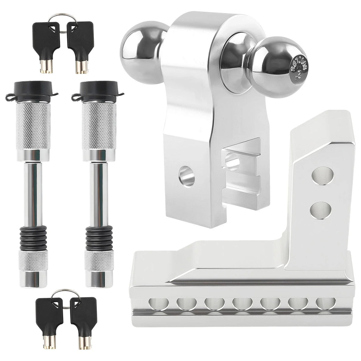 Dual Ball 6in Drop Adjustable Trailer Tow for 2" Receiver (Lock Included)
