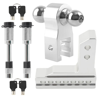 Dual Ball 6in Drop Adjustable Trailer Tow for 2" Receiver (Lock Included)