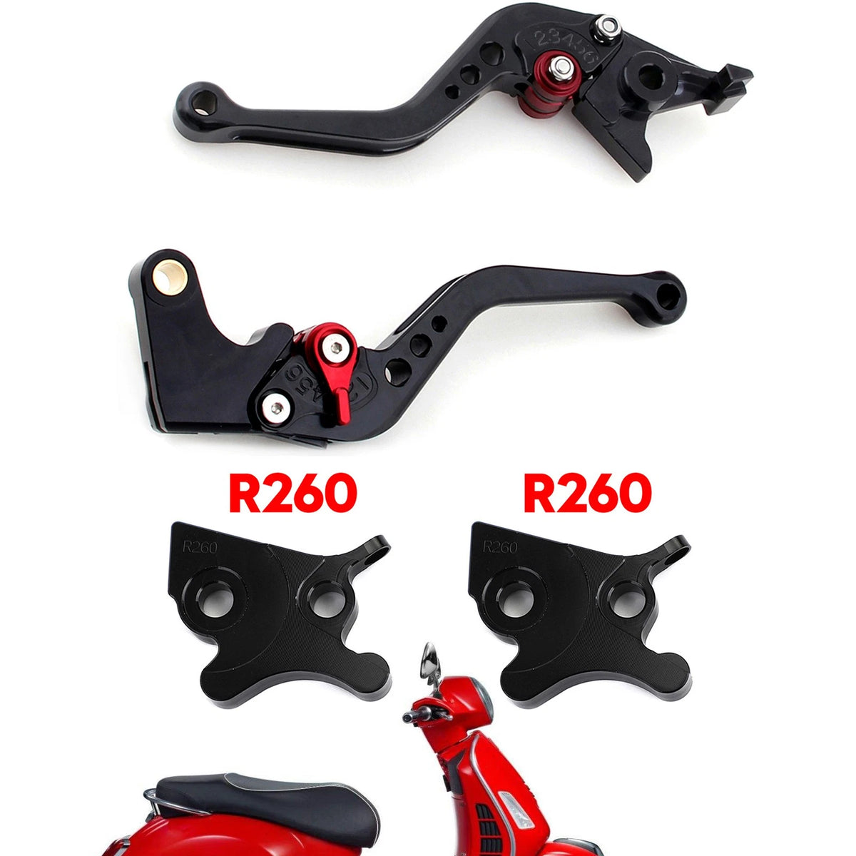 Short Clutch Brake Lever for Vespa GTS 300 Super (M543-S086-Black)