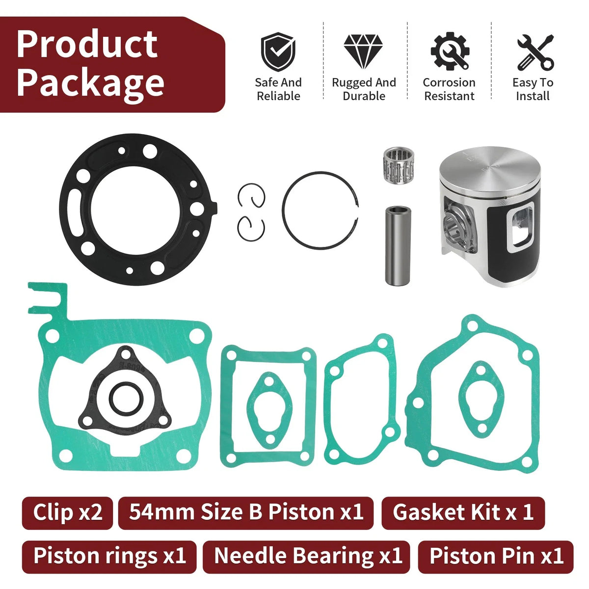 54mm Piston Rings & Gaskets Set for Honda CR125R (1992–1999)