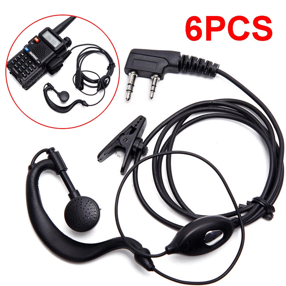6Pack 2Pin Headset Earpiece Mic for Baofeng UV-5R UV-82 BF-888s