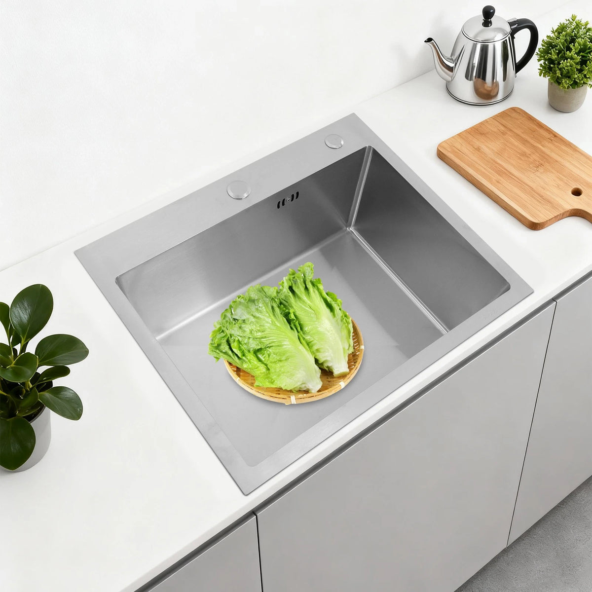 Stainless Steel Kitchen Sink 55x45x22cm Silver Rectangle