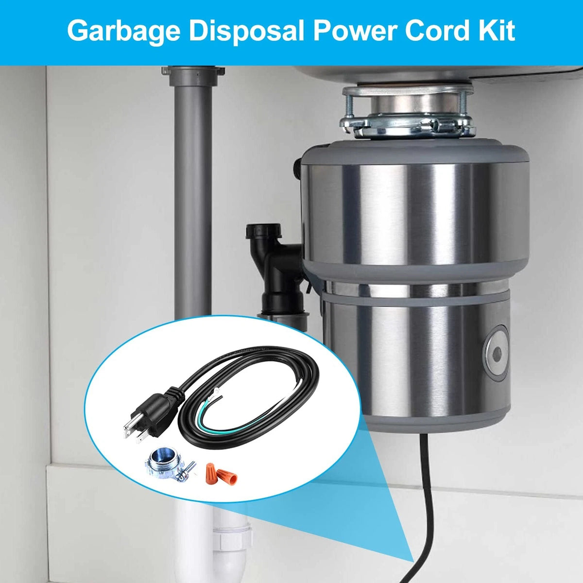 3 Feet Power Cord Kit for Garbage Disposal Models
