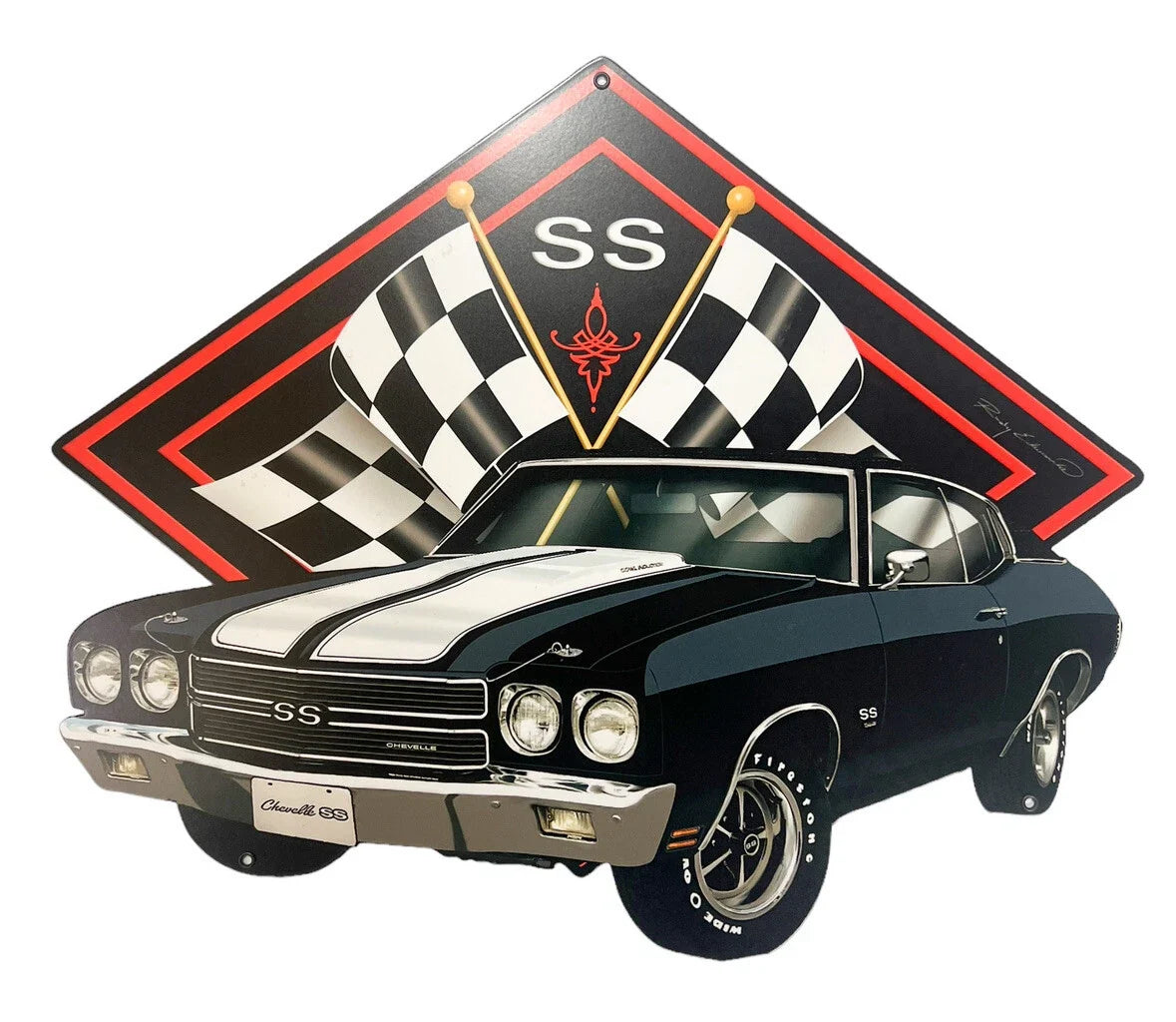 Metal Flag Sign for Chevy Chevelle SS (1966–1970)
