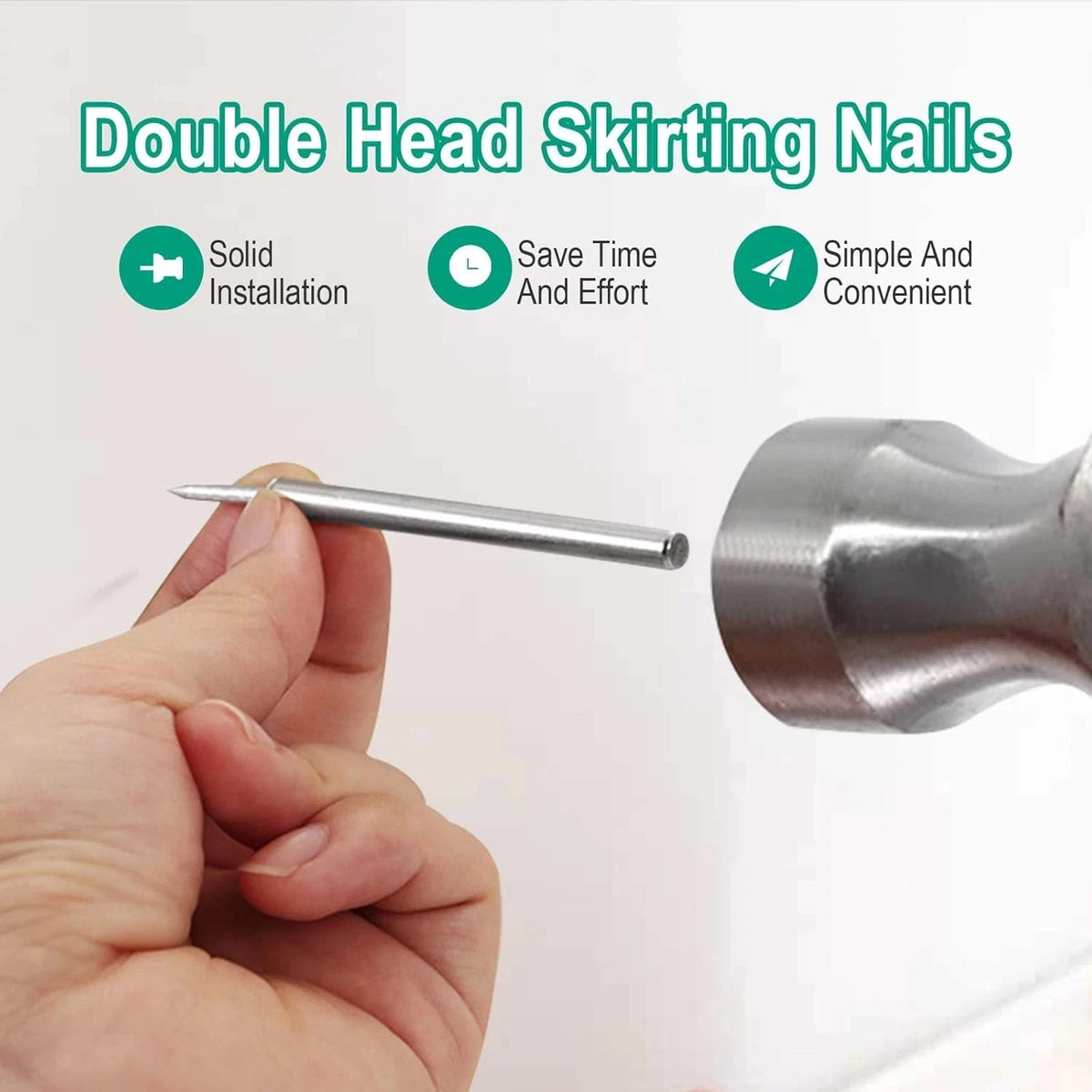 250 Pcs Double-Head Seamless Nails for Solid Wood Baseboard Installation