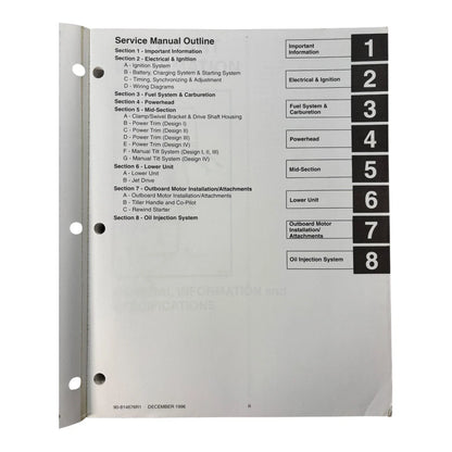 Service Manual for Mercury Mariner Outboards 90-814676R1 (1996)