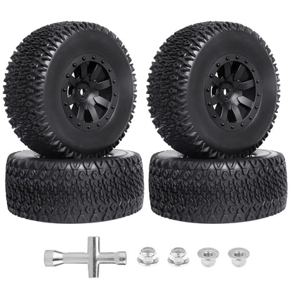 Set of 4 Pre-Glued RC Short Course Truck Tires and Wheels 1/10 4.33"