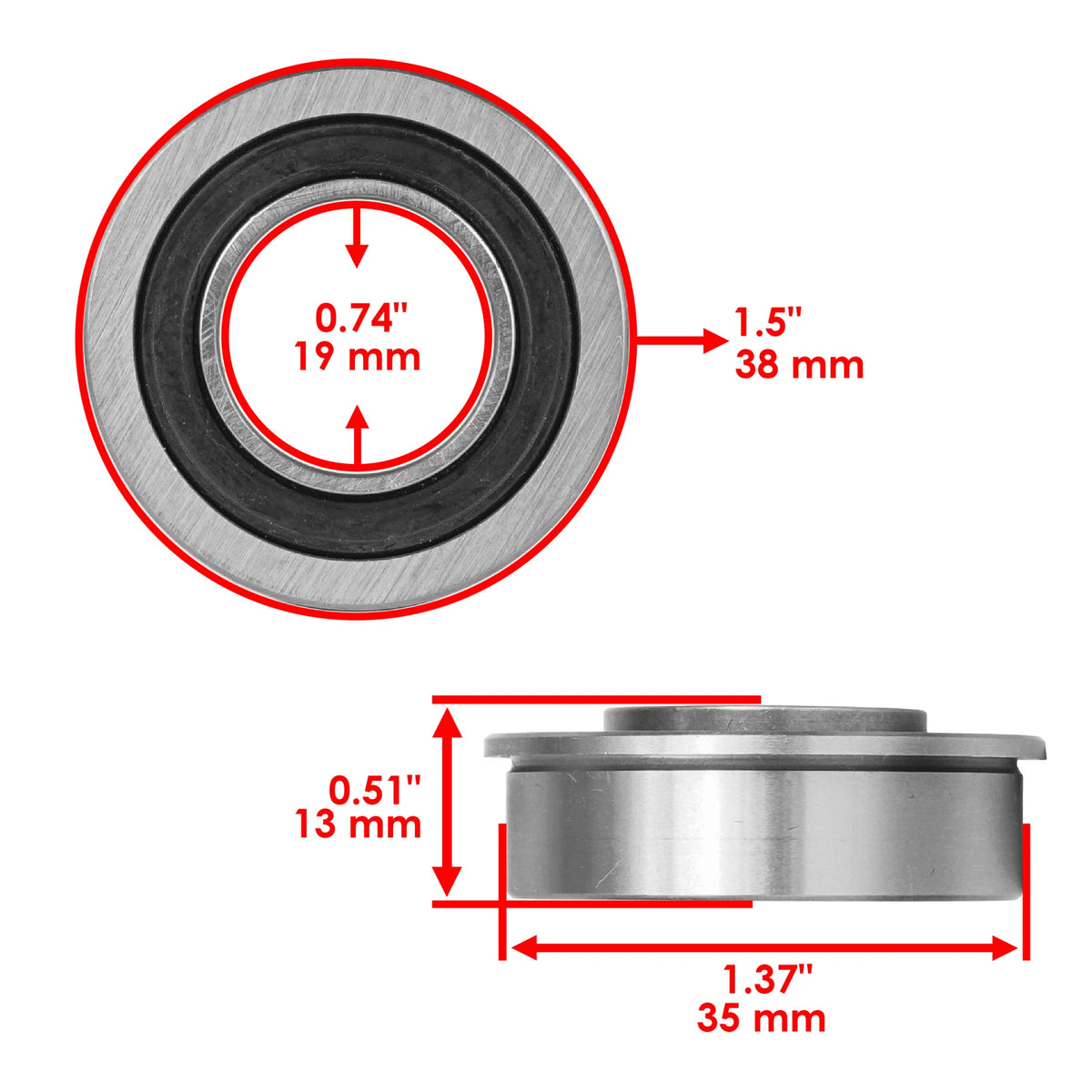 Front Wheel Bearing for Snapper (250814B, 250815B, 250816B, 25083S, 25084S, 25086S)