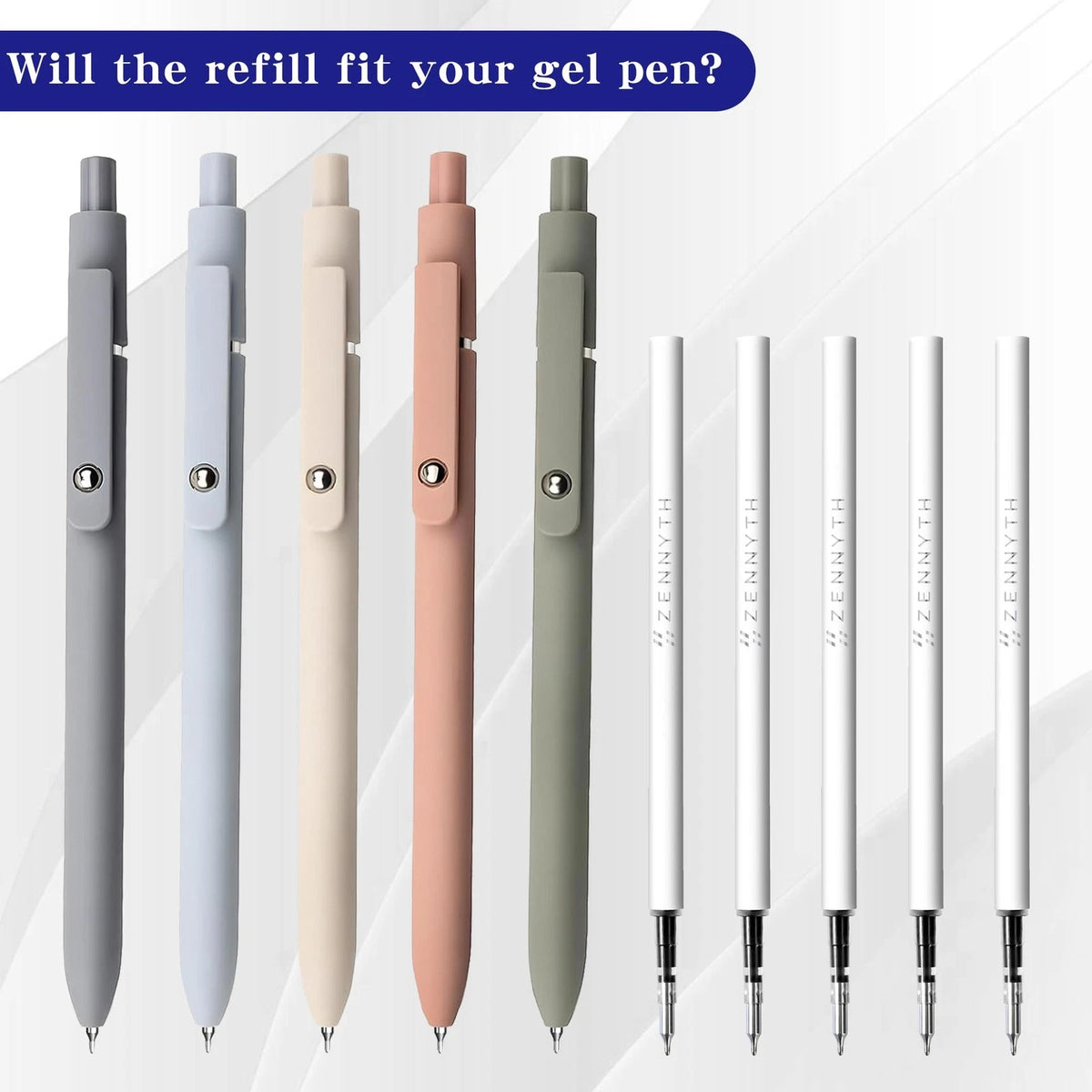 0.5mm Gel Pen Refills for Click Pens (Quick Drying Ink, Black)