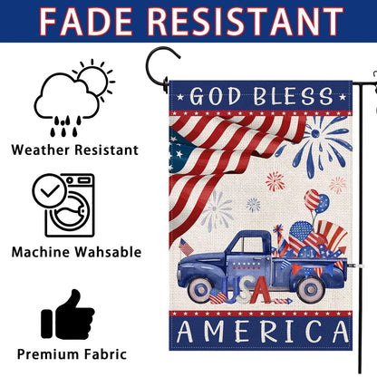 Set of 2 Double-Sided 4th of July Garden Flags 12x18