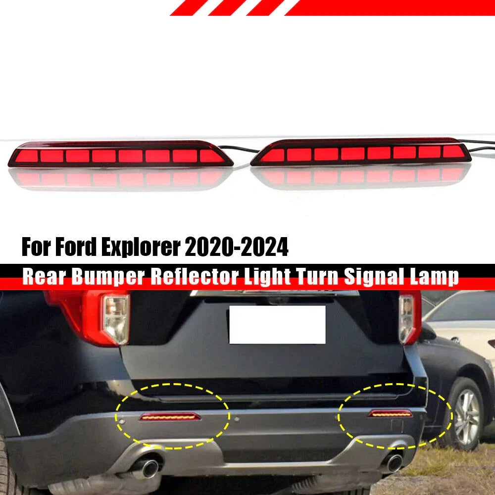 Red LED Bumper Reflector Fog Brake Light for Ford Explorer (2020–2024)