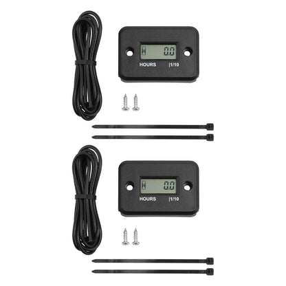 2X Digital Hour Meters for ATV Snowmobile Boat Dirt Bike (Waterproof LCD)