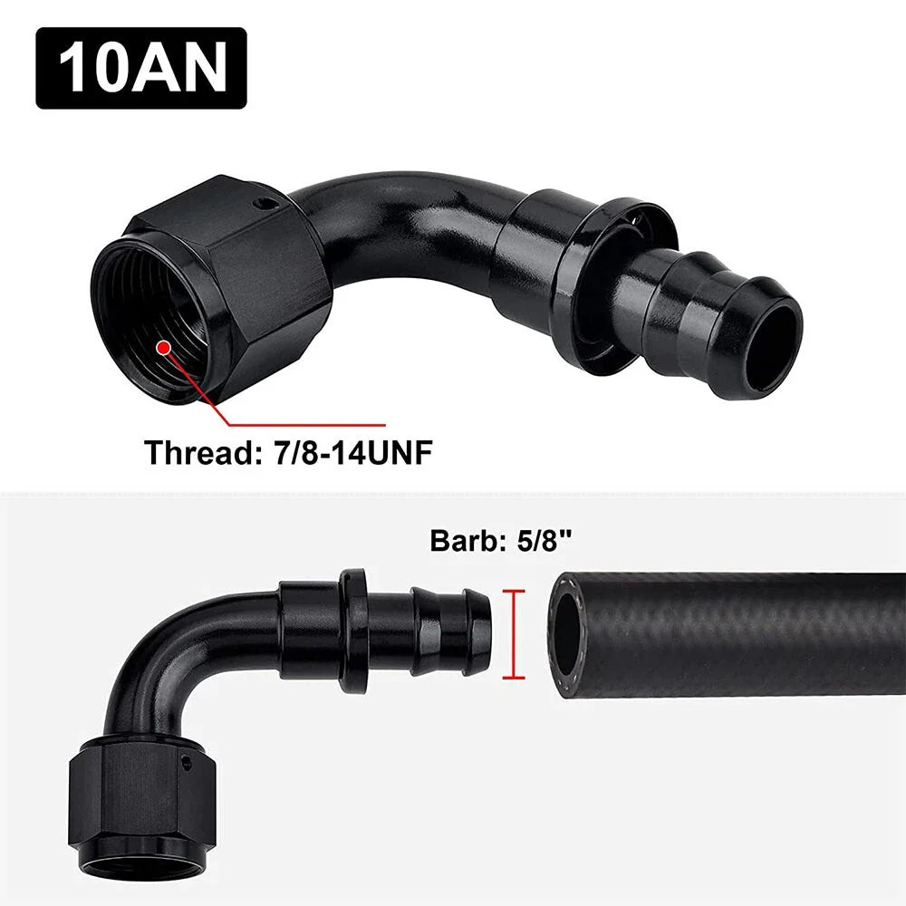 12AN 180° Push-On Hose Fitting Adapter for Oil Fuel Water Air (—)
